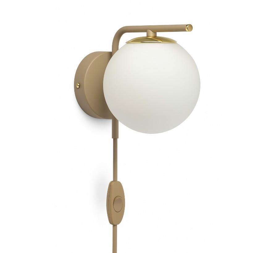 WANDLEUCHTE ECRU II - Beige/Goldfarben, Glas/Metall (20/16/14cm) - kiki design