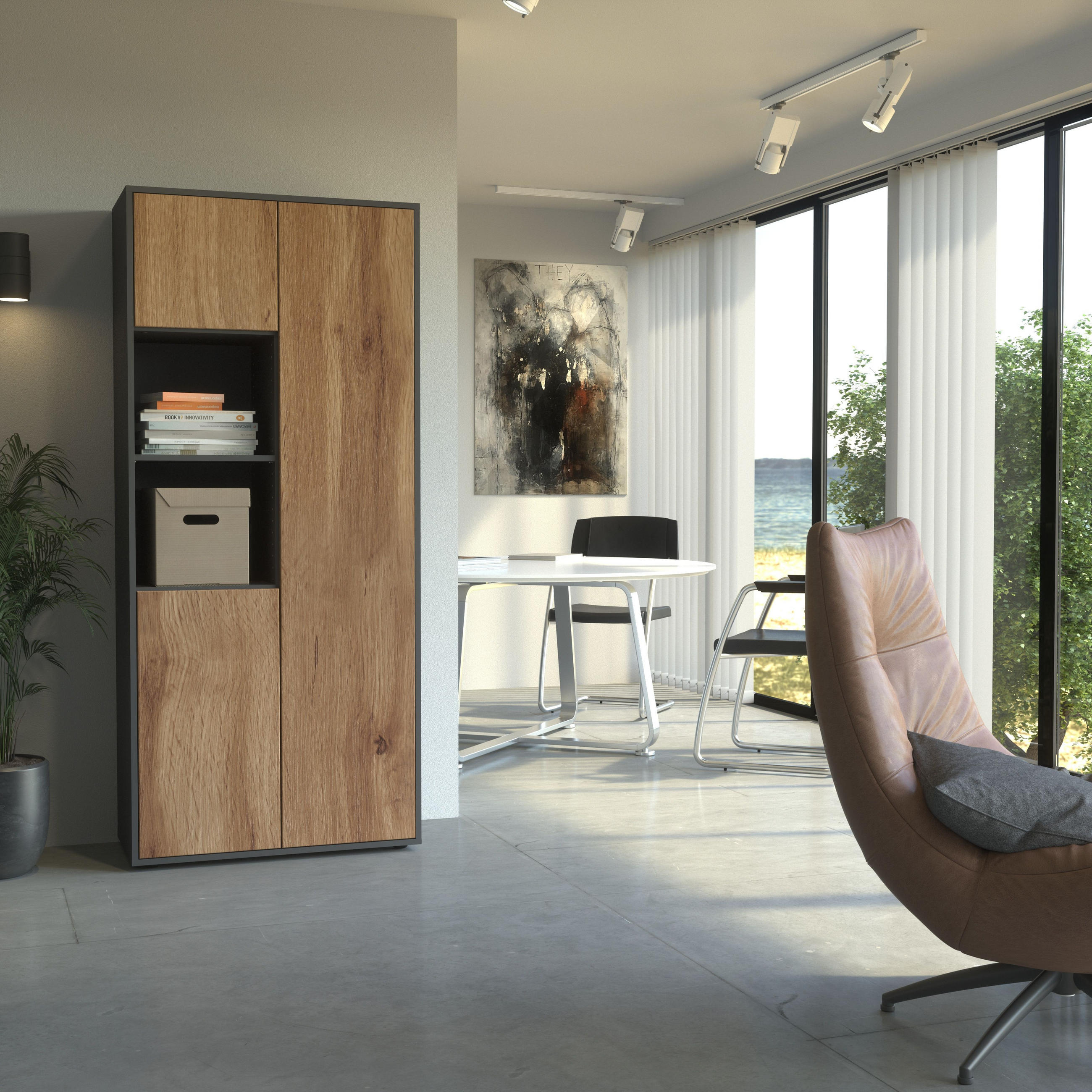 AKTENSCHRANK Amira T20 Eiche Wotan 180/80/40 cm - Eiche Wotan, Holzwerkstoff (80/180/40cm) - SIMPLYFURN