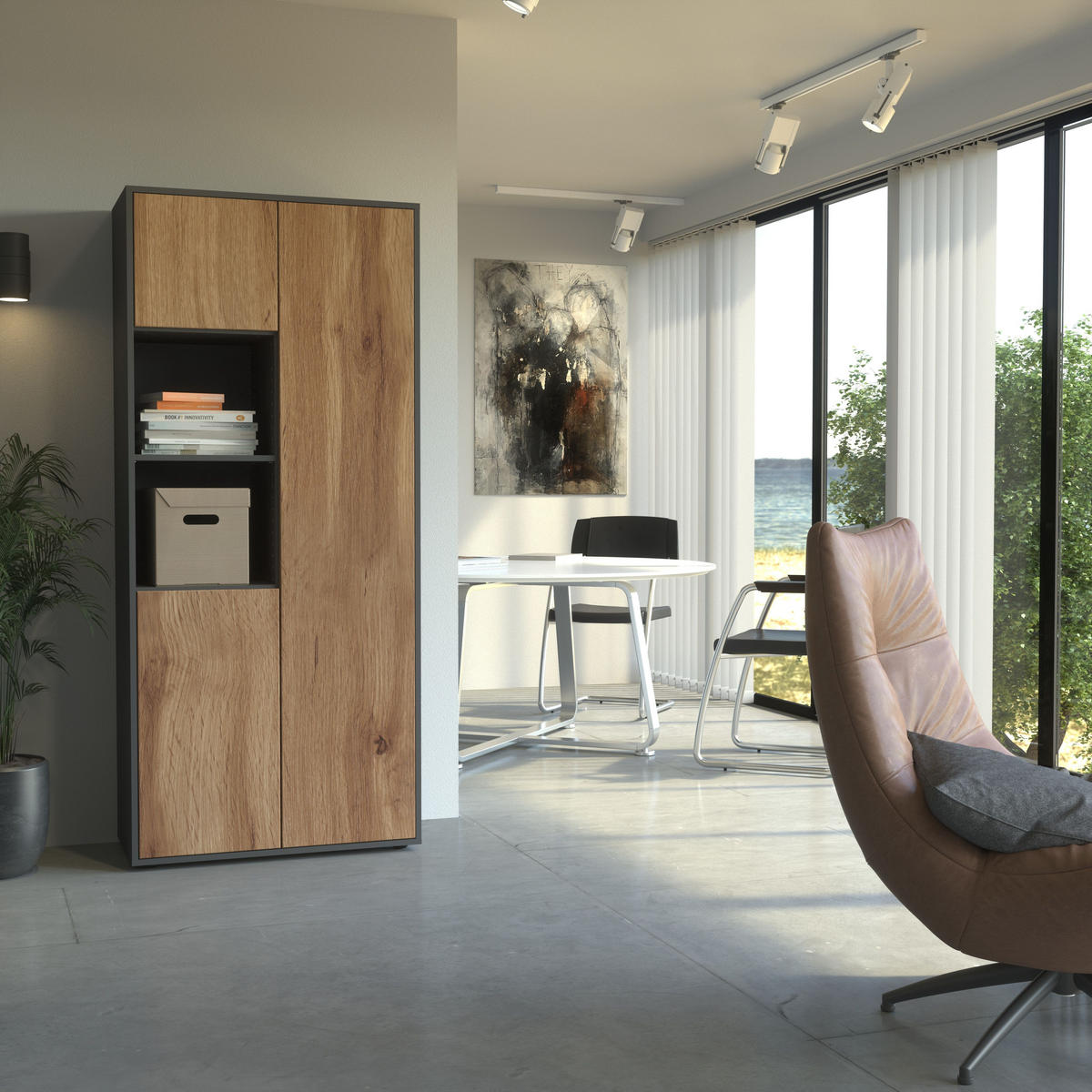 AKTENSCHRANK Amira T20 Eiche Wotan 180/80/40 cm - Eiche Wotan, Holzwerkstoff (80/180/40cm) - SIMPLYFURN