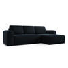 ECKSOFA mit Schlaffunktion Samt Stoff Blau - Blau/Schwarz, Kunststoff/Textil (258/160cm) - Makamii