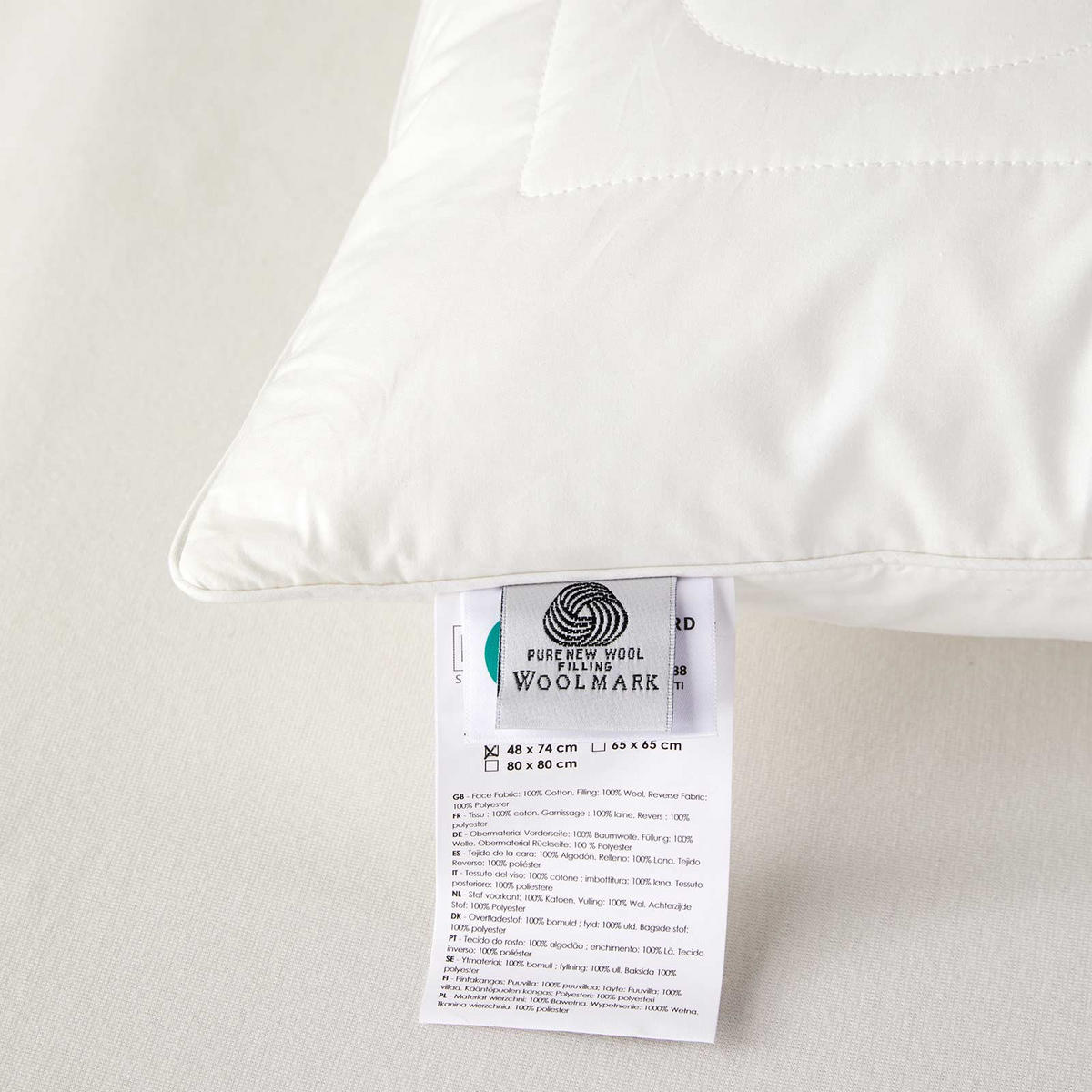 SCHURWOLLE-KISSEN 65/65 cm mittelweich - Weiß, Textil (65/65cm) - Homescapes