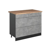 SPODNÍ SKŘÍŇKA KUCHYŇSKÉ LINKY R-Line, Beton/Antracit, 100 cm pracovná doska Dub Goldkraft - šedá/antracitová, kompozitní dřevo (100/81.6/60cm) - Vicco