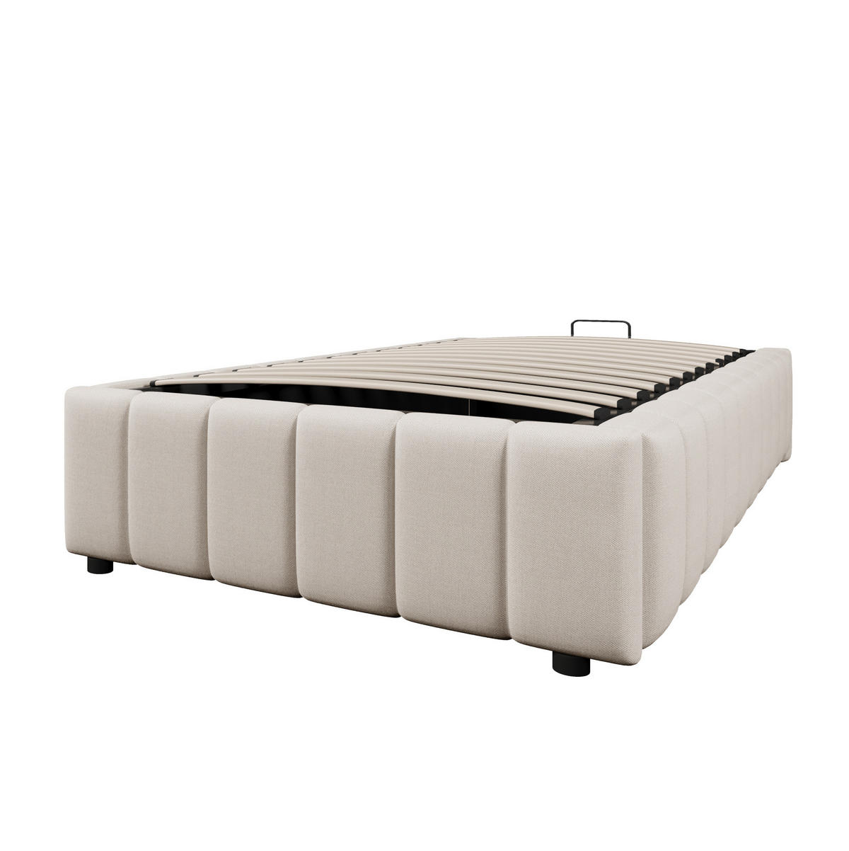 POLSTERBETT 90/200 cm Beige aus Leinen mit hydraulischem Stauraum - Beige, Textil (90/200cm) - OKMYHOME