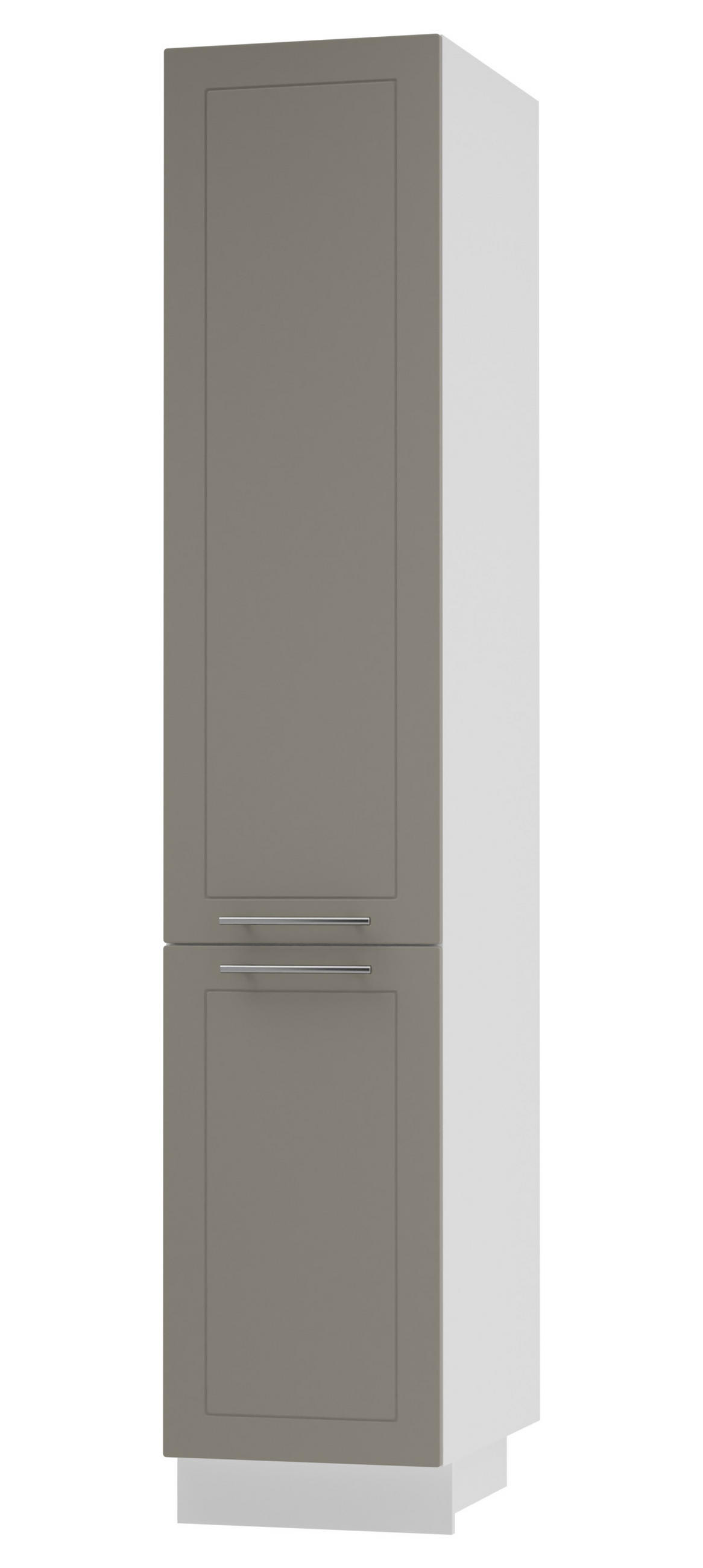 APOTHEKERSCHRANK Kvantum 2D14K/40/kargo Beige Matt / Weiß Matt 40 / 59 / 207cm - Beige/Weiß, Holz/Holzwerkstoff (40/207/59cm) - Feldmann-Wohnen