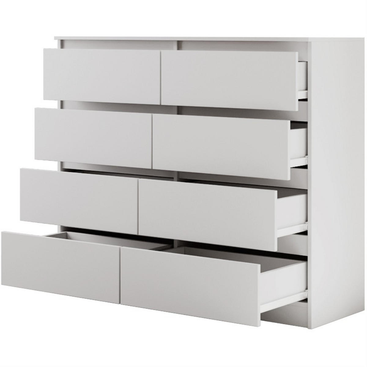 KOMMODE Lemon 120 cm mit acht Schubladen weiß matt - Weiß, Holzwerkstoff (120/101.5/39cm) - Beautysofa