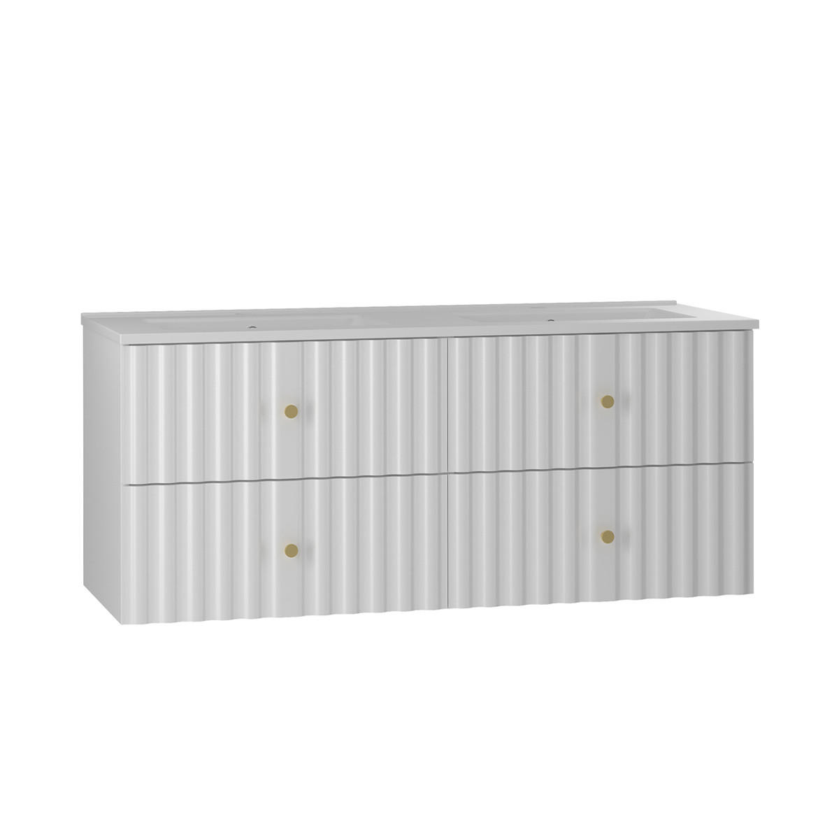 BADMÖBEL Izae 2er-Set Weiß - Weiß, Holzwerkstoff (120/50/45.8cm) - Petits-meubles