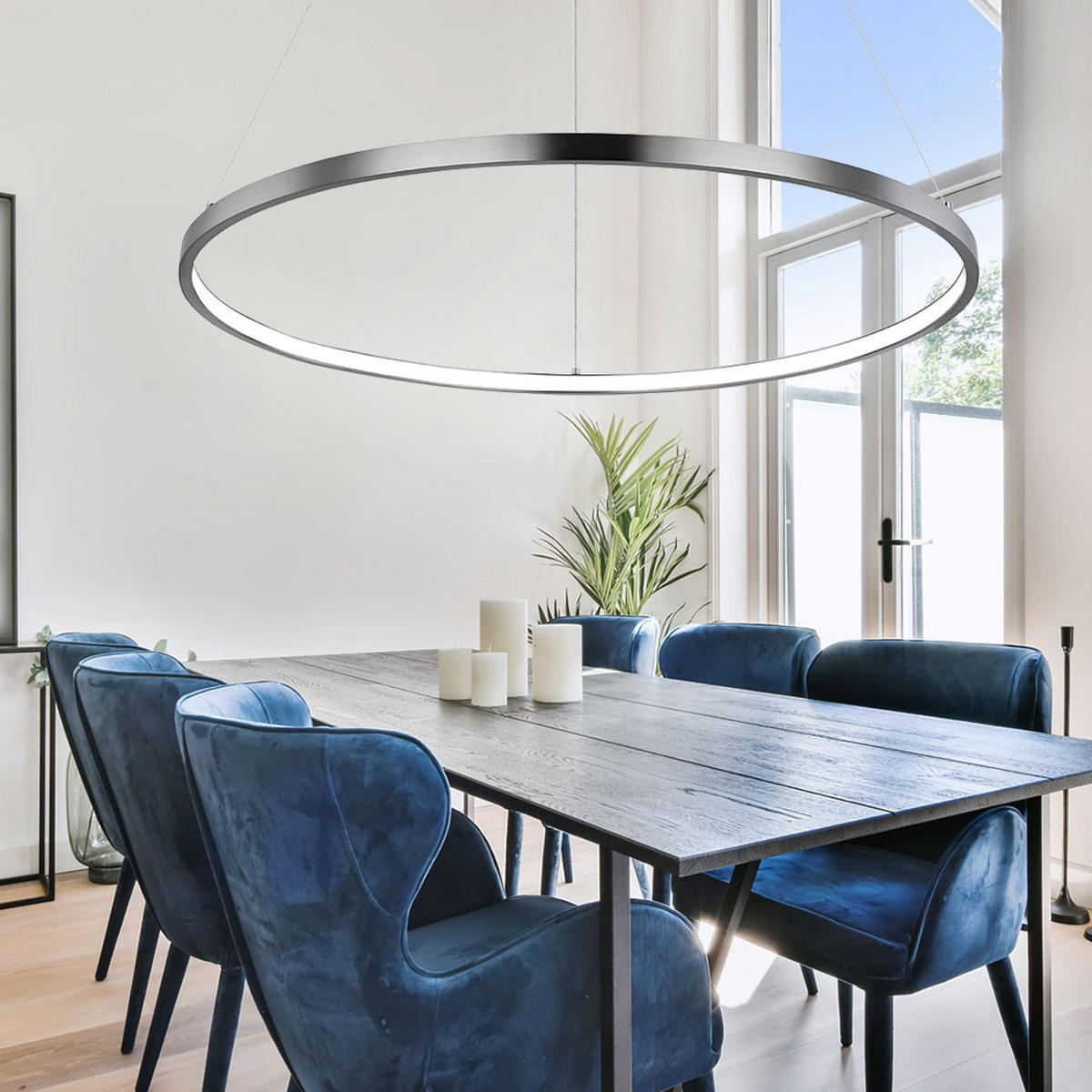 LED HÄNGELEUCHTE RALPH Silber - Silberfarben, Metall (60/60/120cm) - Globo Lighting