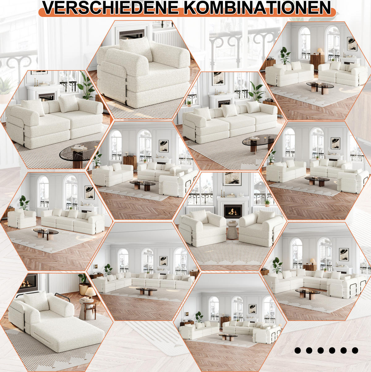 SCHLAFSOFA aus Chenille Beige 2-in-1 mit Armlehnen-Ablagefach und Stahlrahmen - Beige, Textil (94/50/182cm) - Modfu