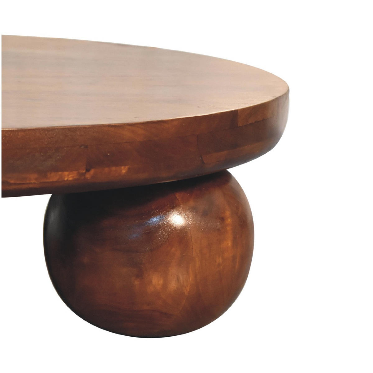 COUCHTISCH Ball Kastanienholz-Finish - Kastanienfarben/Messingfarben, Holz/Metall (80/80/23cm) - Artisan Furniture