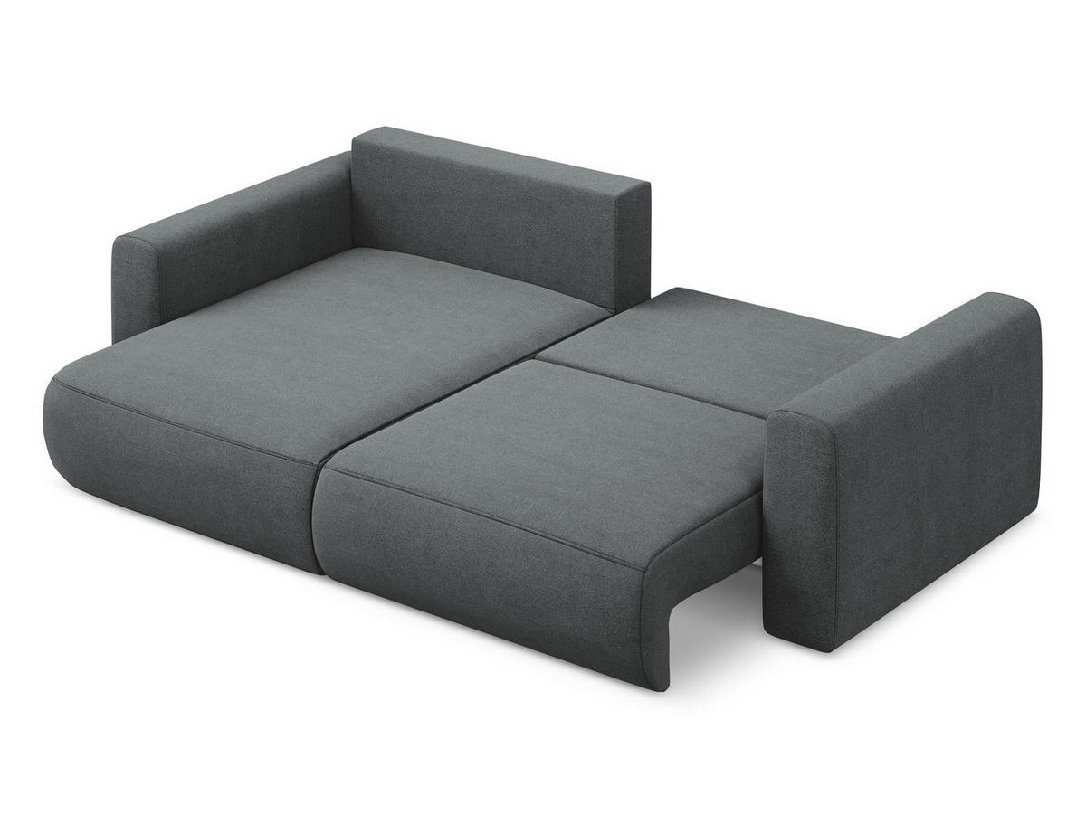 ECKSOFA mit Schlaffunktion Strukturstoff Stoff Grau - Schwarz/Grau, Kunststoff/Textil (149/240cm) - Makamii