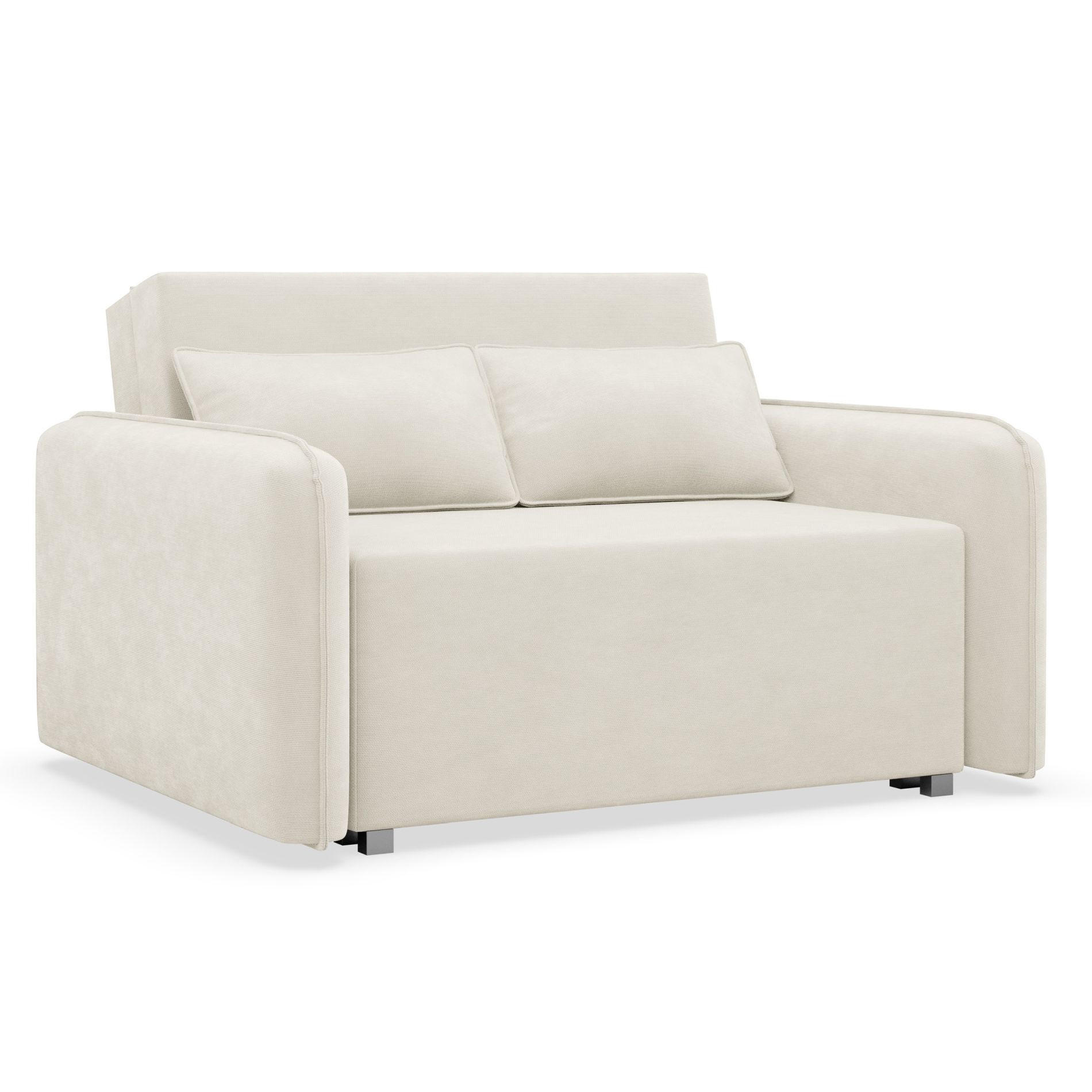 2-SITZER SCHLAFSOFA Duelia Creme, hydrophobe Chenille - Creme/Schwarz, Textil/Metall (144/85/124cm) - Selsey