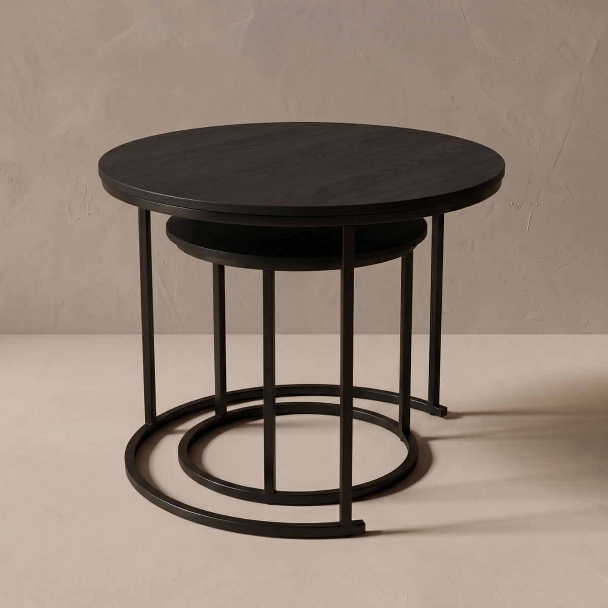 COUCHTISCH 2er-Set rund Schwarz - Schwarz, Metall (60/60/50cm) - SCENA LIVING