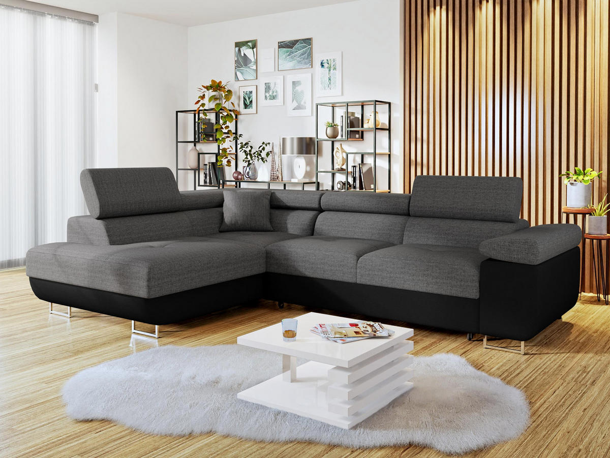 ECKSOFA Torezio, Seite: Links - Graphitfarben, Holz/Textil (274/203cm) - MIRJAN24