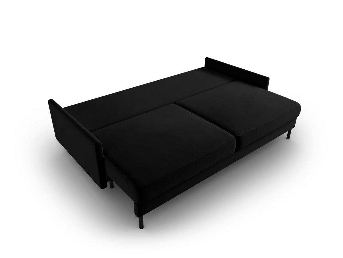 AUSKLAPPBARES-SOFA mit Bettkasten Scott aus Samt schwarz 3 Sitzplätze - Schwarz, Textil (97/87/212cm) - Micadoni