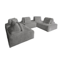 MODULSOFA WIOLO SOFT 5 MODULE 5 KISSEN Grau Cord - Schwarz/Grau, Kunststoff/Textil (333/84/222cm) - KAWOLA