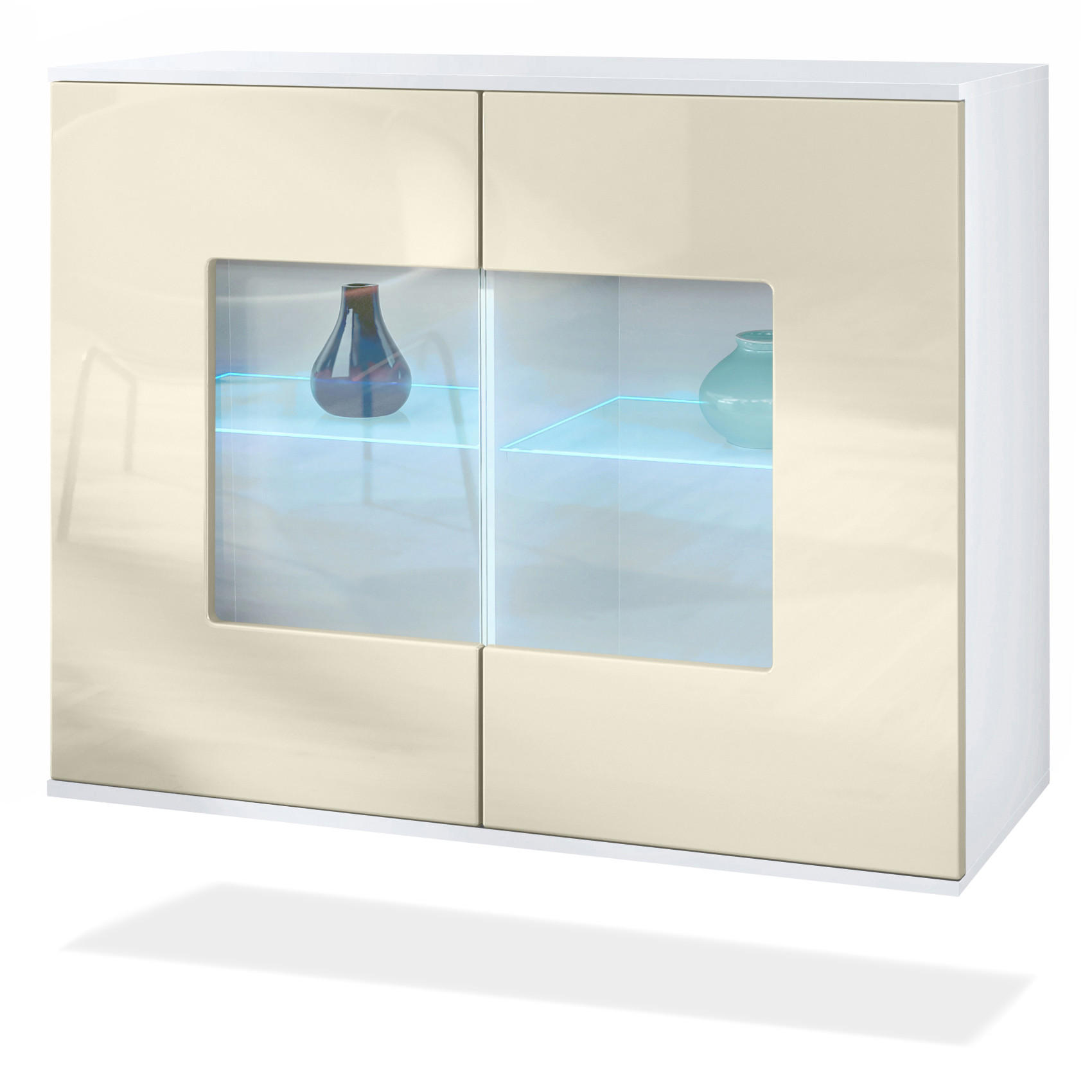KOMMODE Grömitz Creme Hochglanz - Creme, Holzwerkstoff (92.5/73.5/35cm) - Vladon