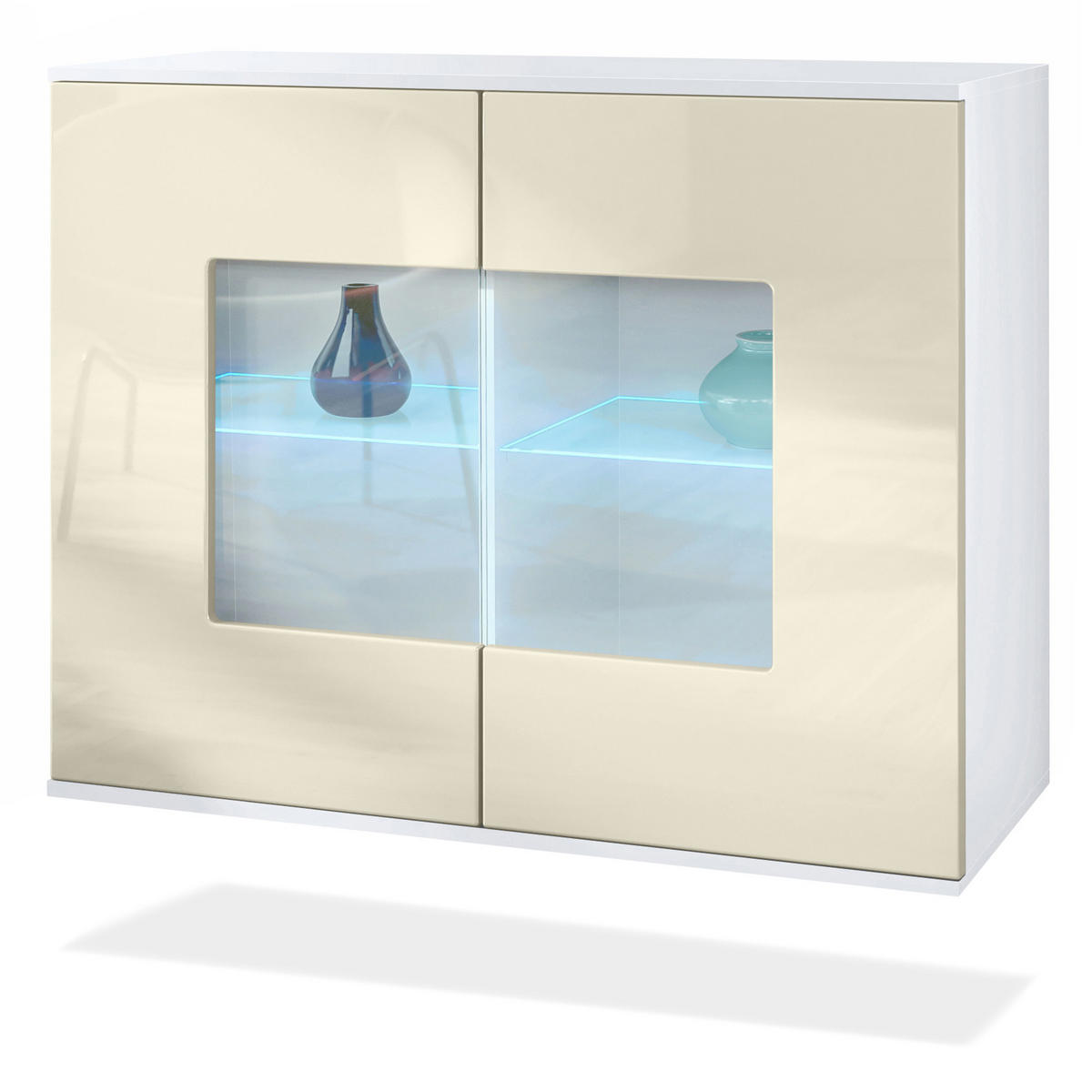 KOMMODE Grömitz Creme Hochglanz - Creme, Holzwerkstoff (92.5/73.5/35cm) - Vladon