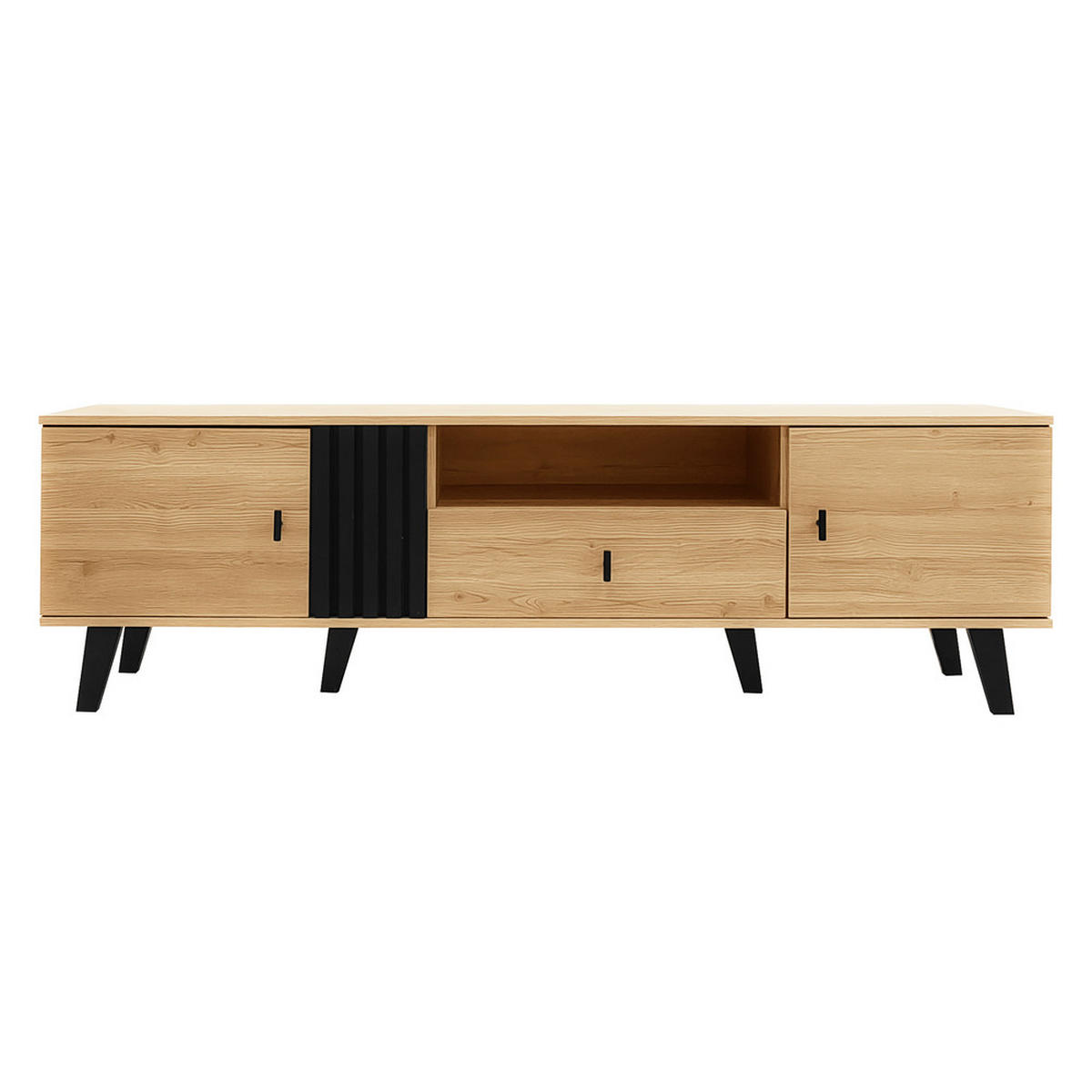 TV-SCHRANK 170cm Modern Holz & Schwarz Design Schubladen Stauraum - Braun, Holz (47/20.5/76.5cm) - FLIEKS
