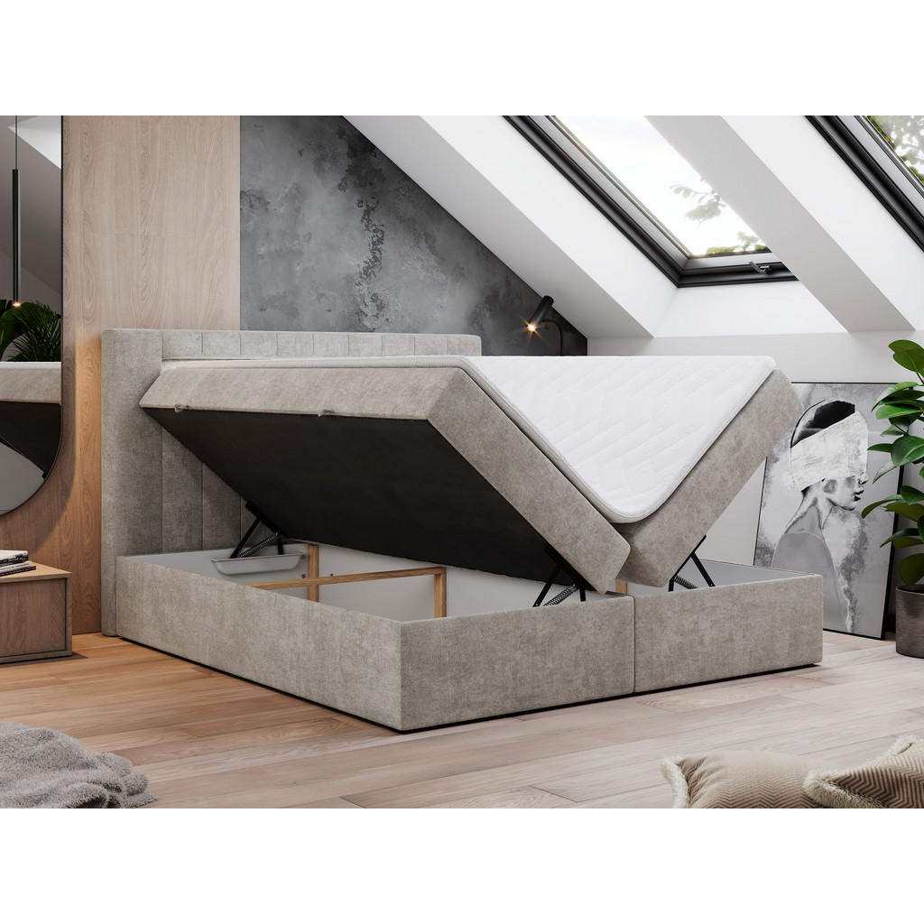 Thumbnail - MKS Boxbett, Beige, Textil, 2-Sitzer, H4, Rechteckig, 180x200 cm, Schlafzimmer, Betten, Boxspringbetten