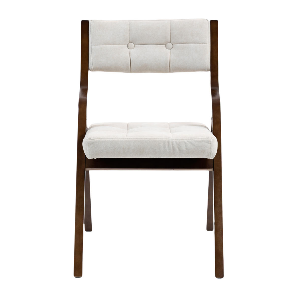 KLAPPSTUHL gepolstert faltbar Holz 2er-Set Cream - Weiß, Holz (48/77/61cm) - Meubliv