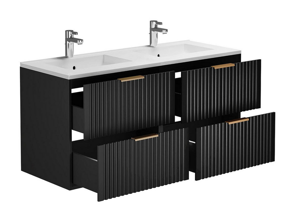 DOPPELWASCHTISCH - 120cm x 46cm - MDF - schwarz - ZEVARA - Schwarz, Holz (120/57/46cm) - Vente-Unique