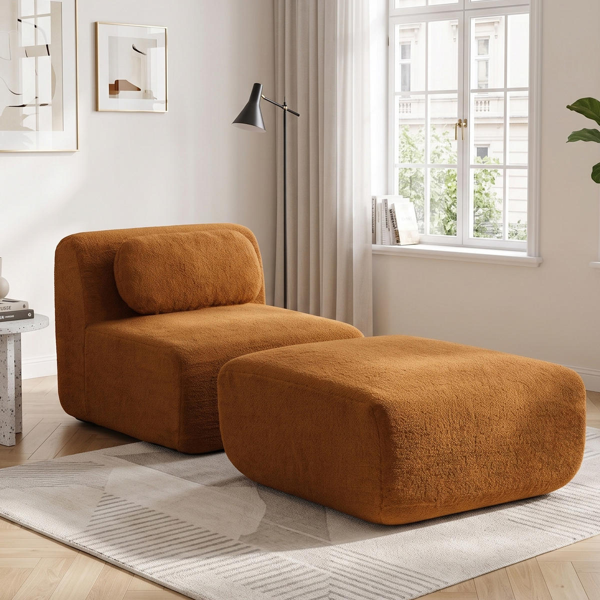POHOVKA Karamelová modulární z žinylky bez nutnosti montáže - koňaková, textil (79/71/177cm) - Urban Meuble