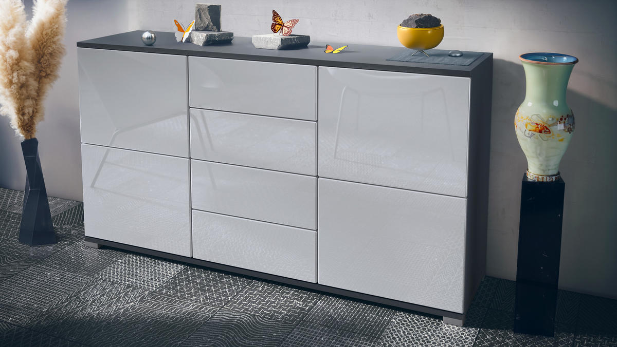SIDEBOARD Rova Weiß Hochglanz - Weiß Hochglanz, Holzwerkstoff (138.5/75.5/35cm) - Vladon