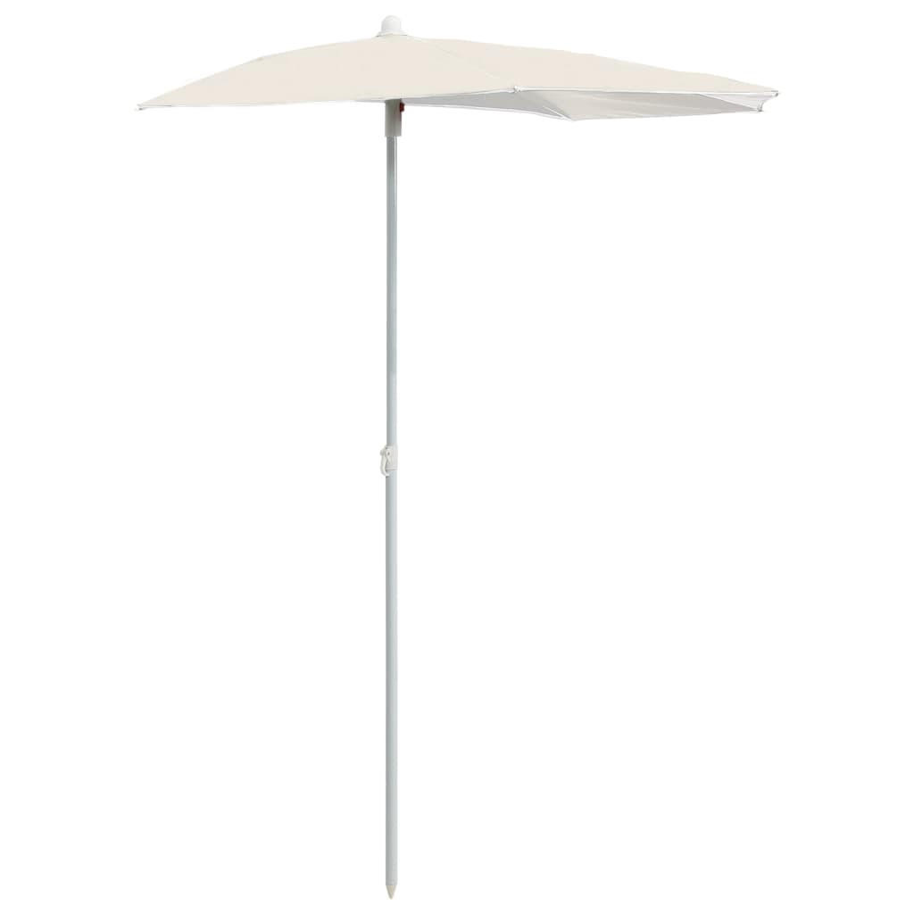 HALB-SONNENSCHIRM mit Mast 180x90 cm Sandfarbe - Creme, Metall (90/180cm) - furnicato
