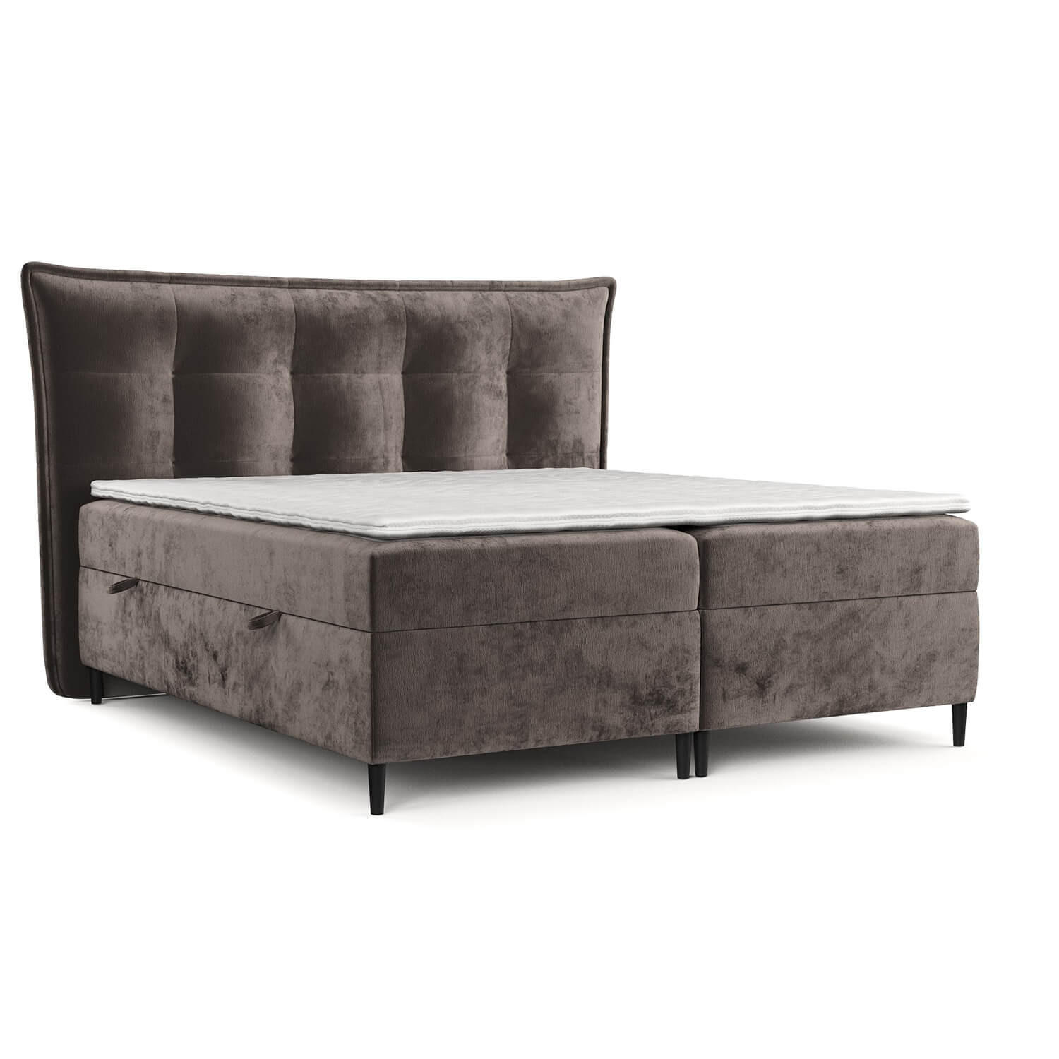 BOXBETT Las Palmas 140/200 cm Braun im Lotta Stoff - Schwarz/Braun, Holz/Holzwerkstoff (140/200cm) - AltaBeds