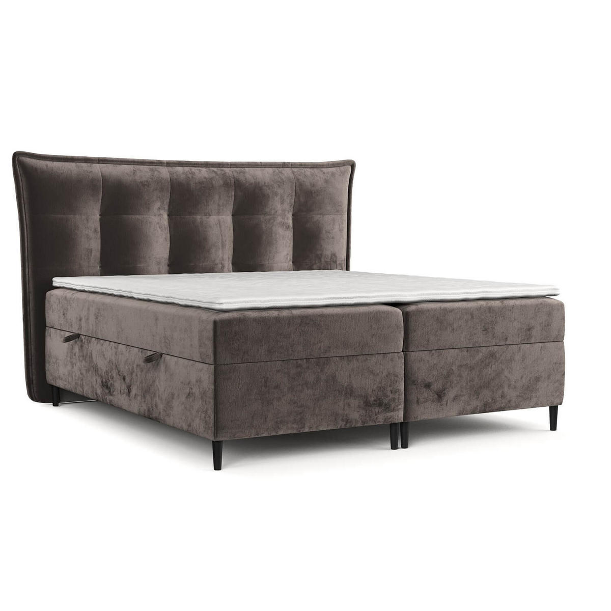 BOXBETT Las Palmas 140/200 cm Braun im Lotta Stoff - Schwarz/Braun, Holz/Holzwerkstoff (140/200cm) - AltaBeds