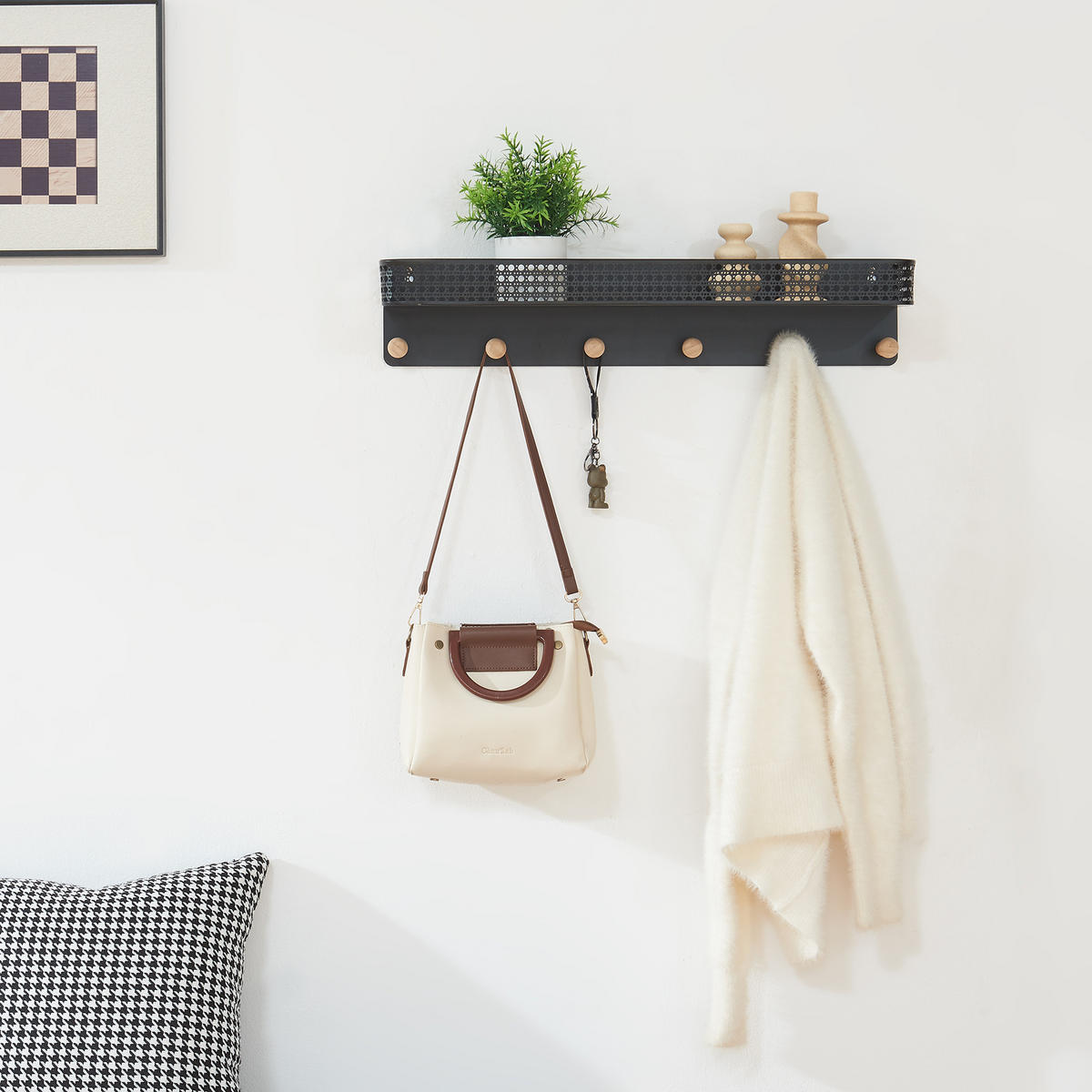 WANDGARDEROBE Jäller - Schwarz, Metall (60/12/13.5cm) - [en.casa]