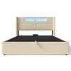 POLSTERBETT 140/200 cm in Beige Linen mit LED-Beleuchtung - Beige, Textil/Metall (140/200cm) - KOMHTOM
