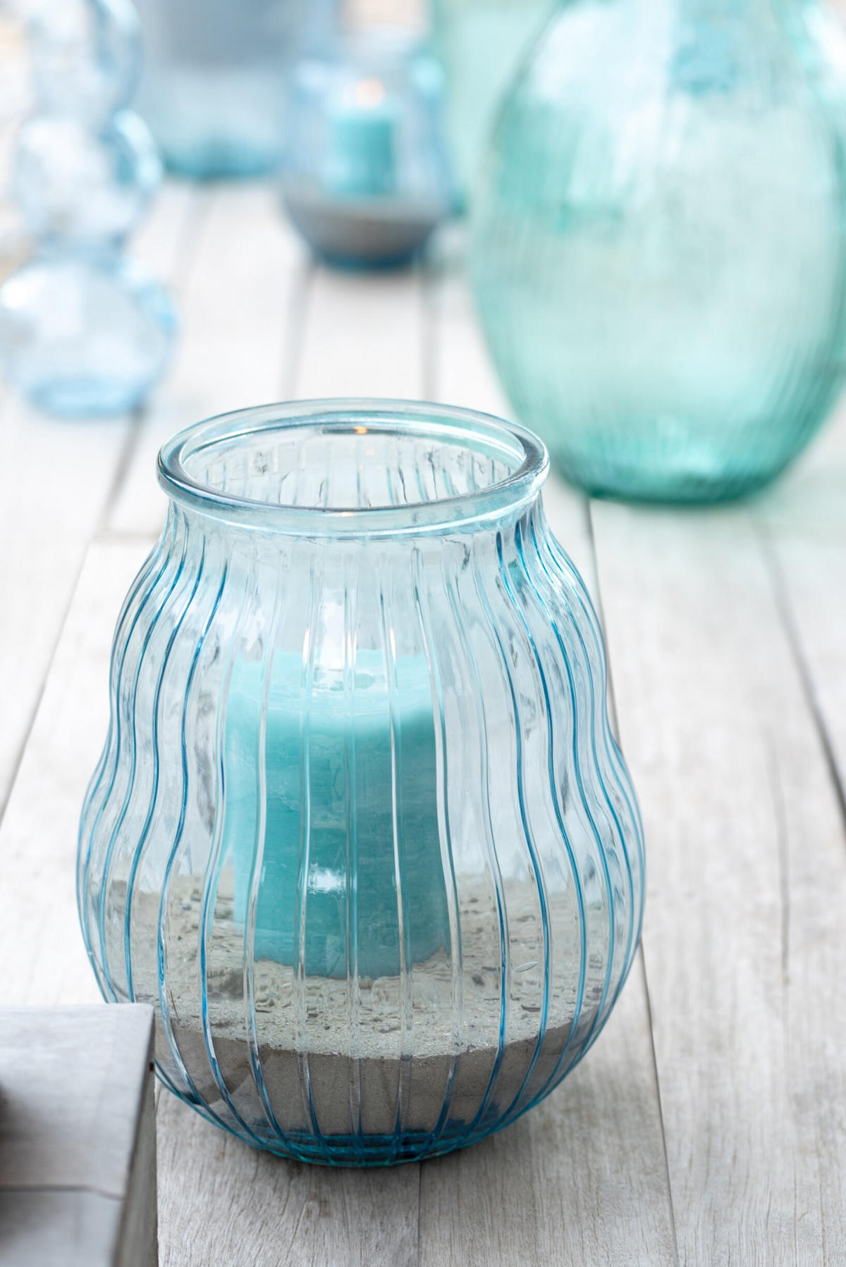 WINDLICHT GESTREIFT - Blau, Glas (29/35.5cm) - J-Line