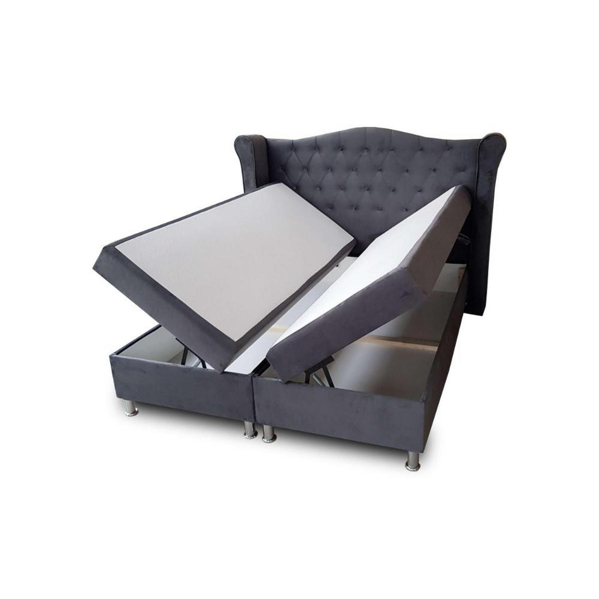 BOXBETT Saturn Bonellfederkern inkl. 7-Zonen Topper T-30 - BOXBETT mit Bettkasten - Grau, Holz/Holzwerkstoff (200/200cm) - Best For Home