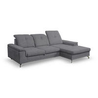 ECKSOFA PANAMA mit Schlaffunktion und Bettkasten, Farbe: Dunkelgrau, Velourstoff, Ottomane Rechts - Dunkelgrau, Textil (270/180cm) - VENASI MÖBEL