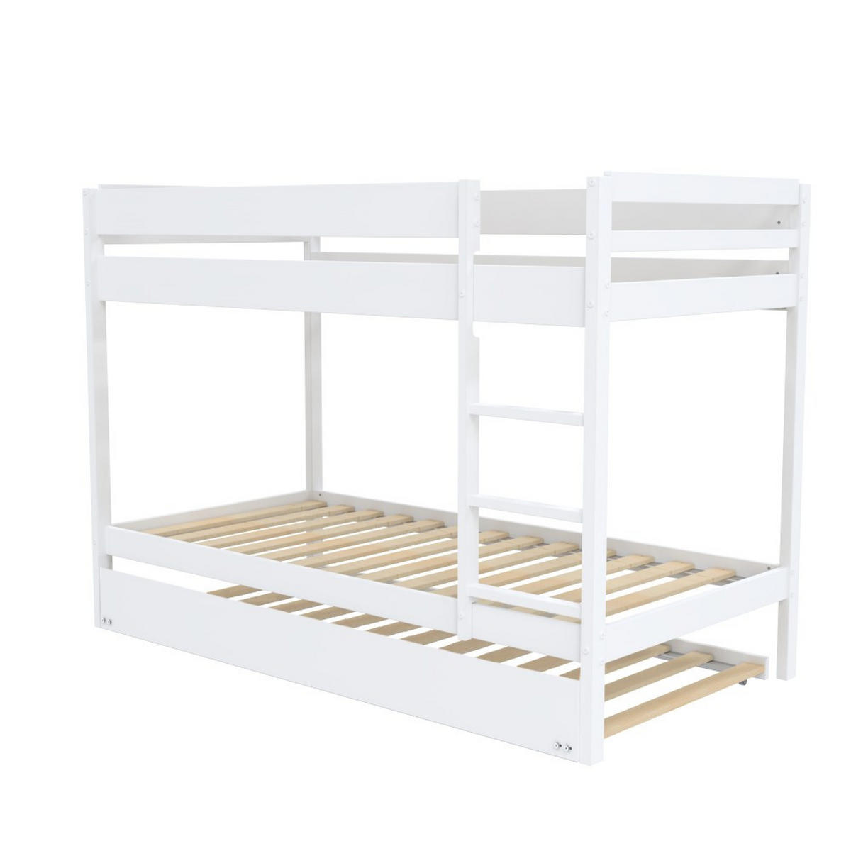 ETAGENBETT WALLY mit Schublade-Bett/ 3x 90x190 - Weiß - Weiß, Holz (90/190cm) - Weber Industries