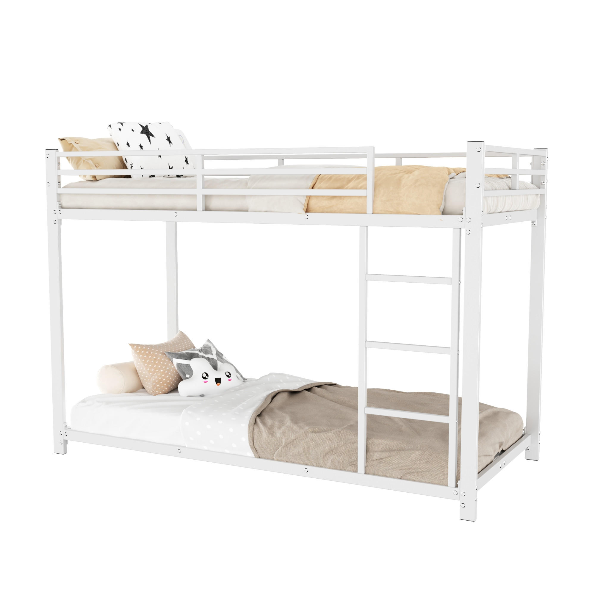 ETAGENBETT Kinderbette 90/200 cm aus Metall mit 26 cm Sicherheitsleisten Weiß - Weiß, Metall (90/200cm) - Modenvie