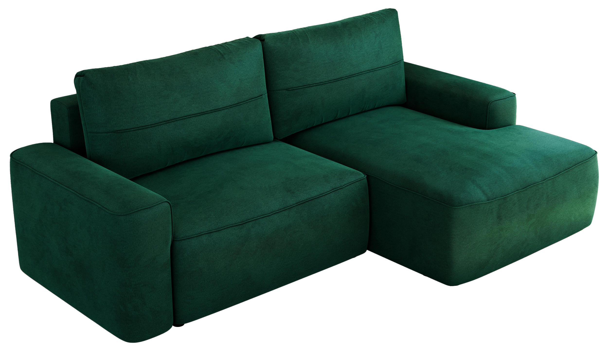 ECKSOFA BELLUNO L Dunkelgrün Velvet - Rechts - Dunkelgrün/Schwarz, Textil (233/144cm) - MKS