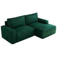 ECKSOFA BELLUNO L Dunkelgrün Velvet - Rechts - Dunkelgrün/Schwarz, Textil (233/144cm) - MKS