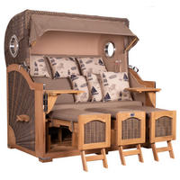 STRANDKORB XXL Düne Grande Teak PE Grey - Braun, Metall (170/170/95cm) - Mr. Deko