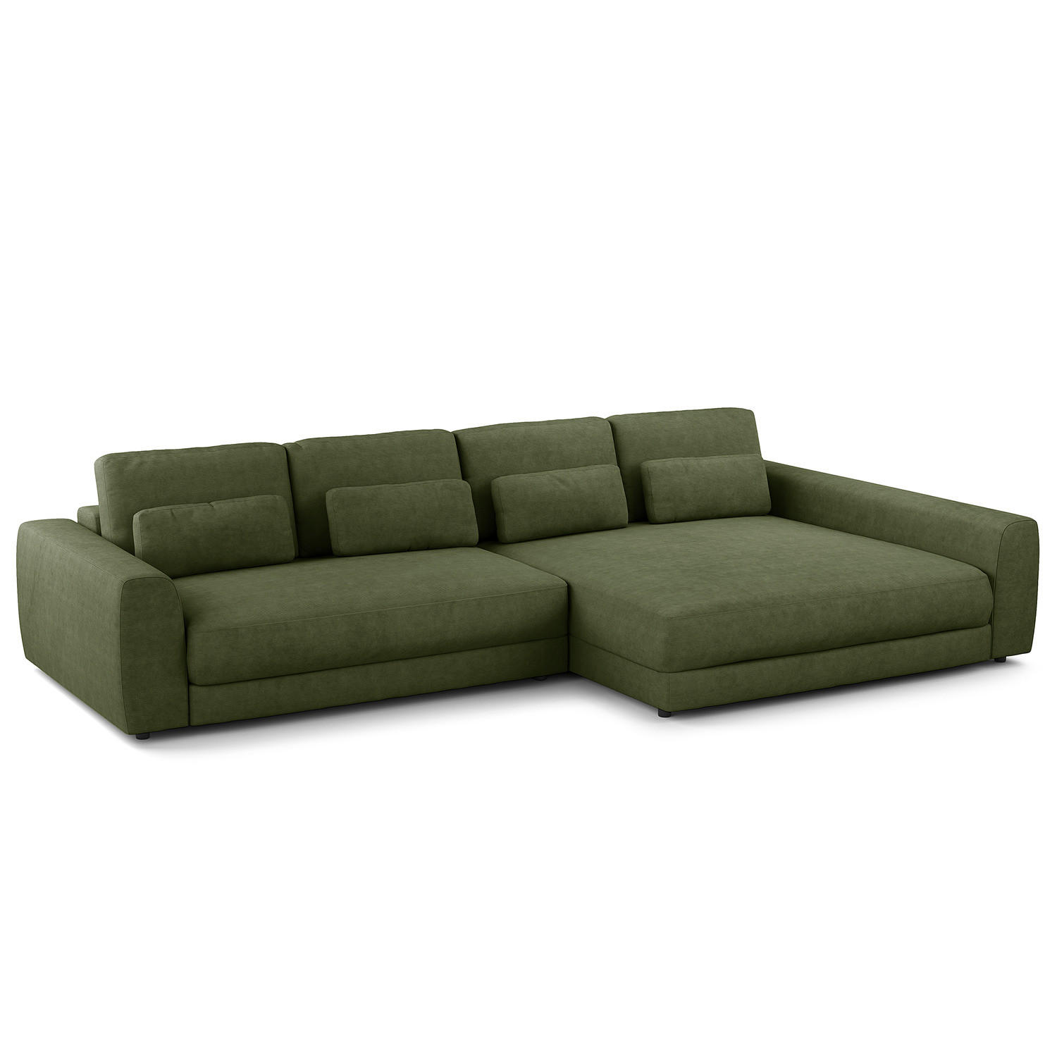 ECKSOFA mit XXL-Longchair - Schwarz/Grün, Kunststoff/Textil (323/182cm) - home24