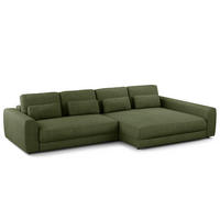 ECKSOFA mit XXL-Longchair - Schwarz/Grün, Kunststoff/Textil (323/182cm) - home24