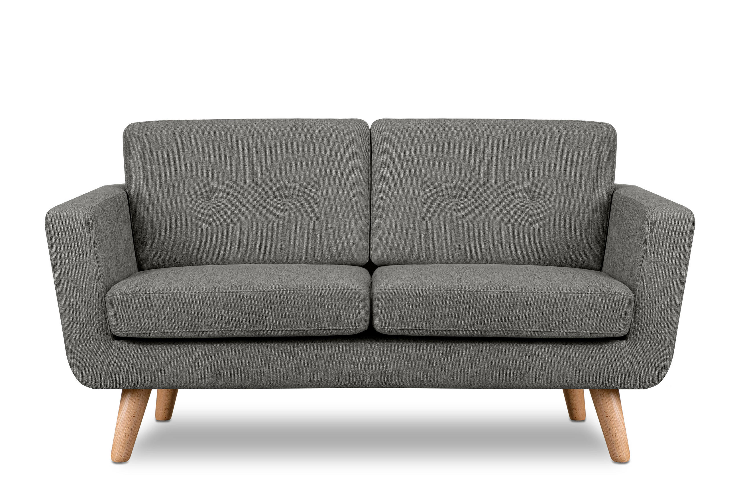 2-SITZER-SOFA TAGIO II mit Armlehnen, Aschgrau/Braun - Grau, Textil (88/80/153cm) - KONSIMO®