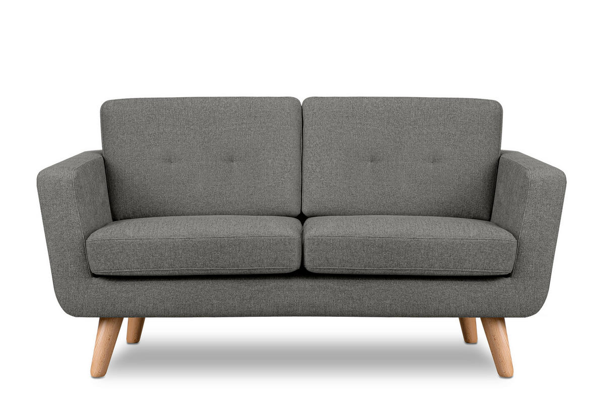 2-SITZER-SOFA TAGIO II mit Armlehnen, Aschgrau/Braun - Grau, Textil (88/80/153cm) - KONSIMO®