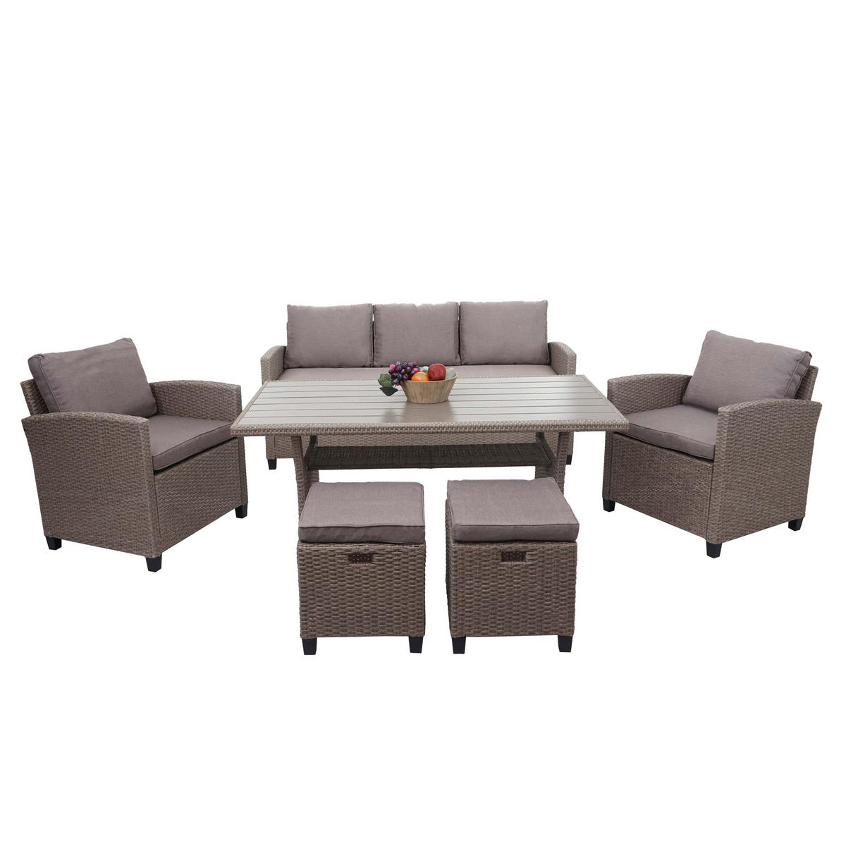 POLY-RATTAN GARNITUR Braun - Braun, Kunststoff - MCW