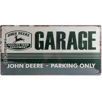 BLECHSCHILD 25/50 cm John Deere Garage - Multicolor, Metall (50/25/1cm) - Nostalgic-Art