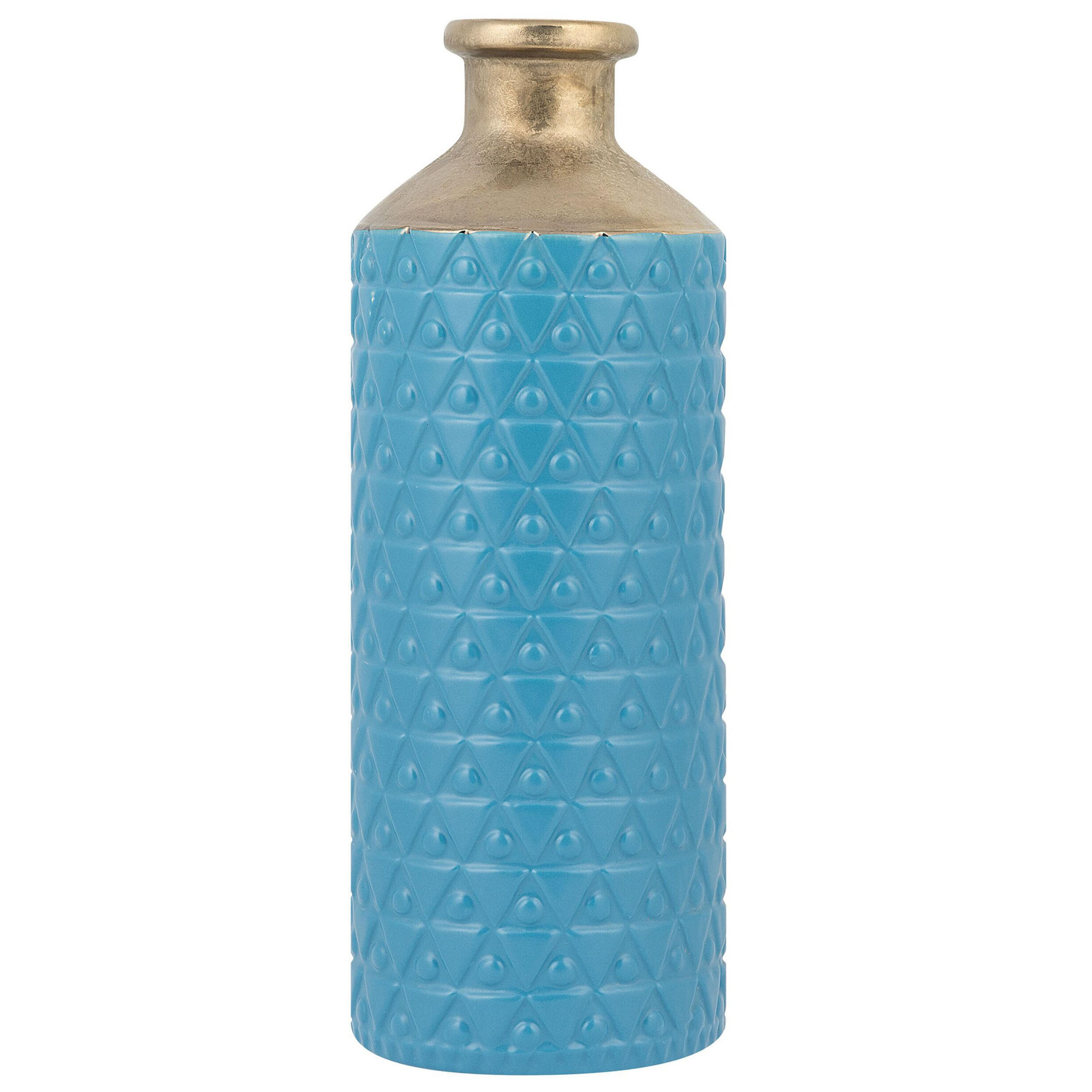 DEKOVASE Steinzeug blau Arsin - Blau, Stein (39cm) - Beliani