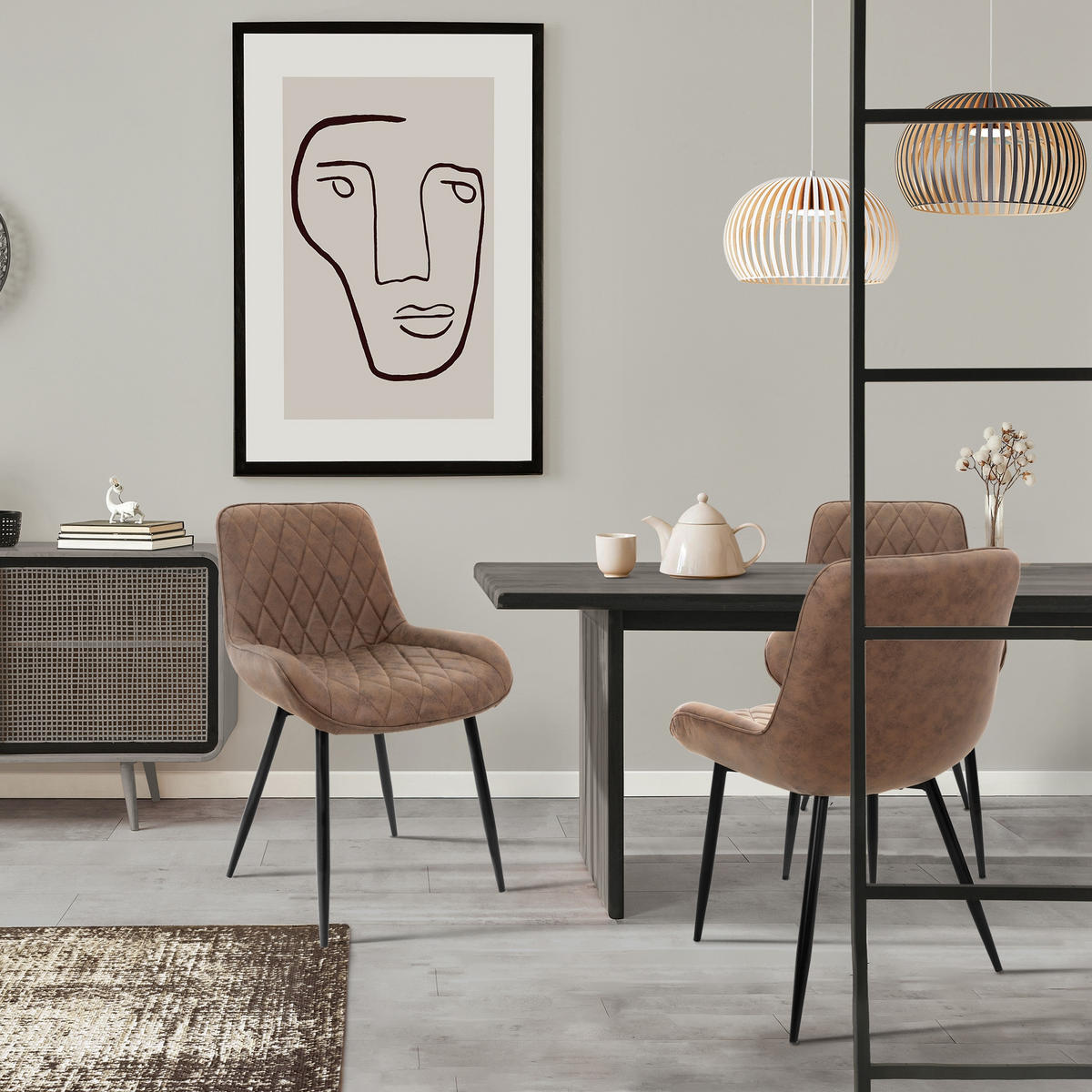 ESSZIMMERSTUHL Samt Braun 2er Set - Braun, Metall (54/81/60cm) - ML-DESIGN