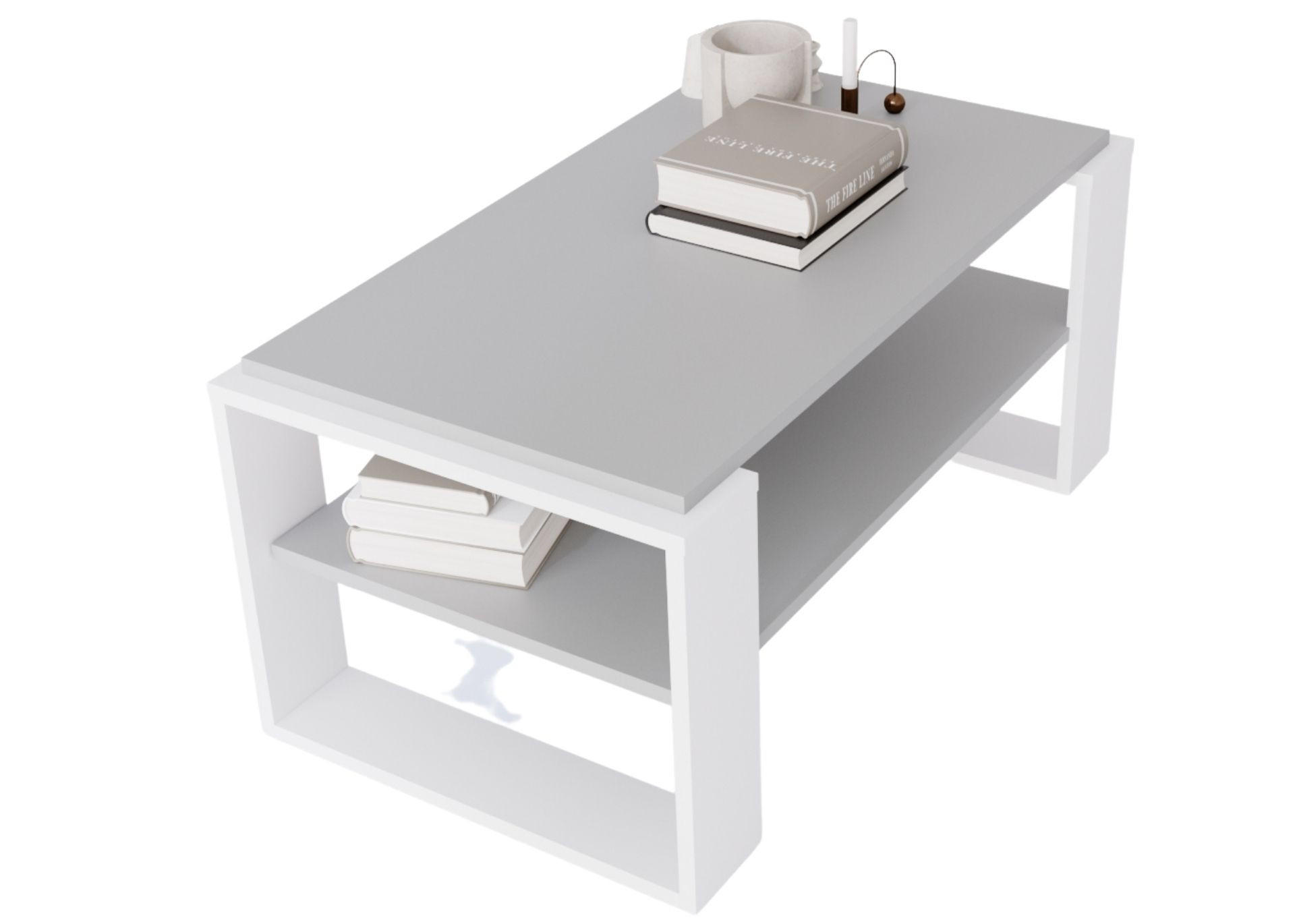 COUCHTISCH Holzwerkstoff rechteckig stabil Dunkelgrau 42/54/96cm - Dunkelgrau/Weiß, Holzwerkstoff (53.8/96/42cm) - CraftPAK