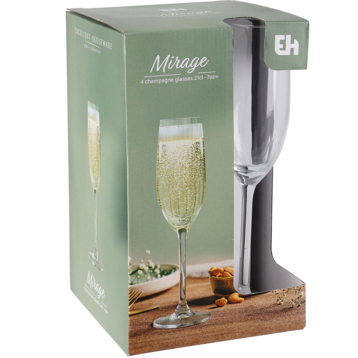 CHAMPAGNERGLÄSER 4er-Set Transparent 210 ml 4,5/4,5/23 cm - Transparent, Glas - Excellent Houseware